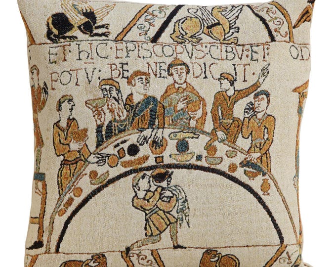 Bayeux Tapestry Cushion Cover: Woven Belgian Medieval Decor (18x18in)