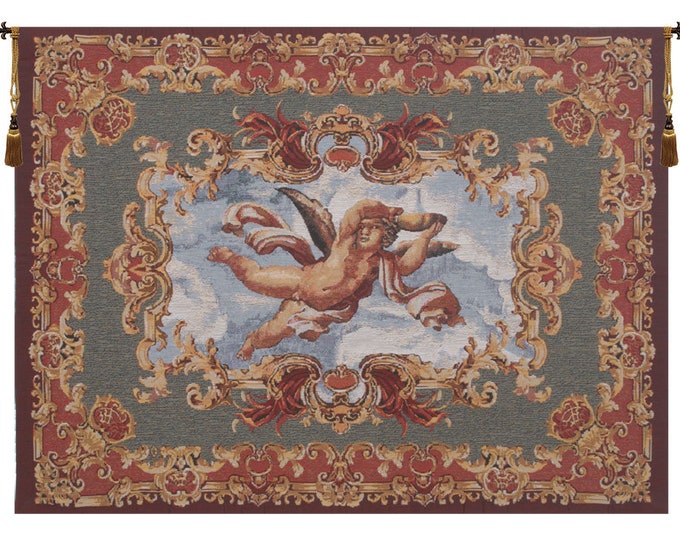 Angels Farnese European Decorative Tapestry - Jacquard Woven Wall Decor Art - Italian Wall Hanging - Belgian Wall Tapestry - Home Decor