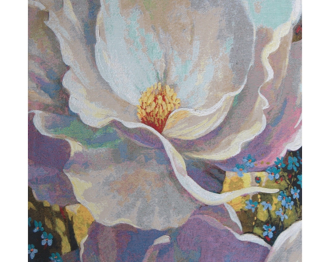 Simon Bull Floral Tapestry Wall Hanging: 'Evening Song' Belgian Woven Art (66x37 inch)