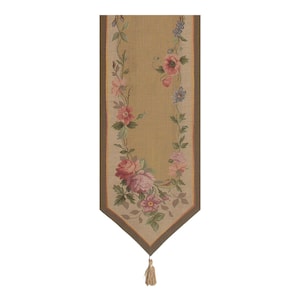 Elegante vintage tafelloper met Franse bloemenrozen 14 x 72 inch - Europees wandtapijt dineren accentdecor