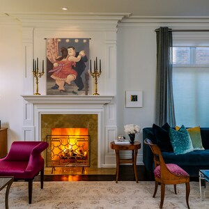 Geweven wandtapijt Botero Rosso, kunst aan de muur Italiaans dansend stel afbeelding 5