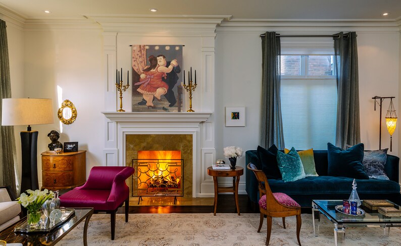 Geweven wandtapijt Botero Rosso, kunst aan de muur Italiaans dansend stel afbeelding 5