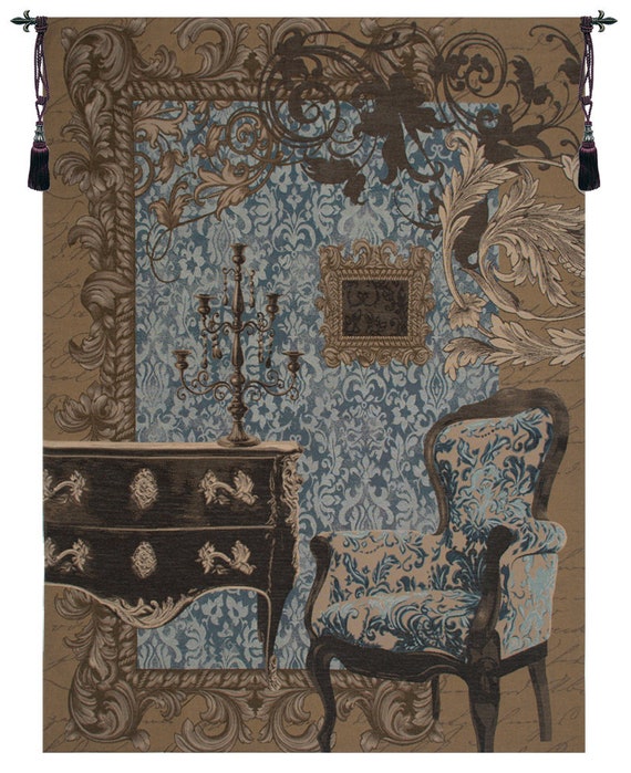 Louis XVI Blue Woven Tapestry: French Medieval Wall Art (78x58 inch)