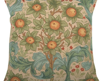 Orange Tree Arabesques Light Tapestry Pillow Cover 19x19 Inch - William Morris Art Cushion Case - Floral Sofa Pillow Cover