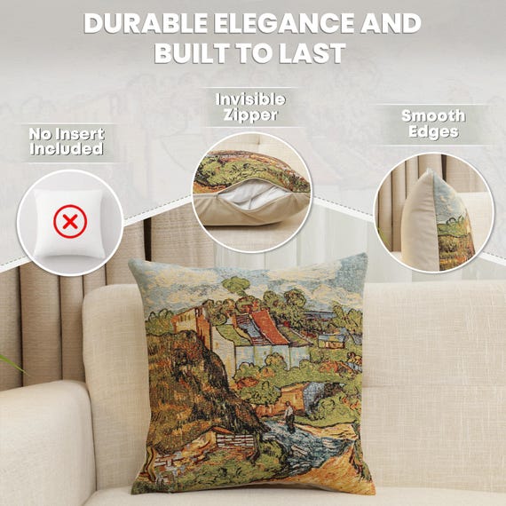 Van Gogh Tapestry Pillow Cover: Belgian Woven Art Decor (16x16 inch)