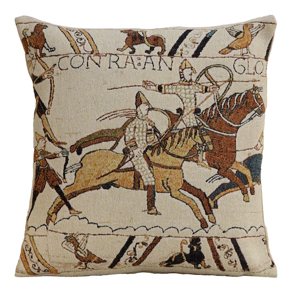 Bayeux Battle of Hastings Belgian Tapestry Cushion Cover 18x18in Woven Pillow Case Decor