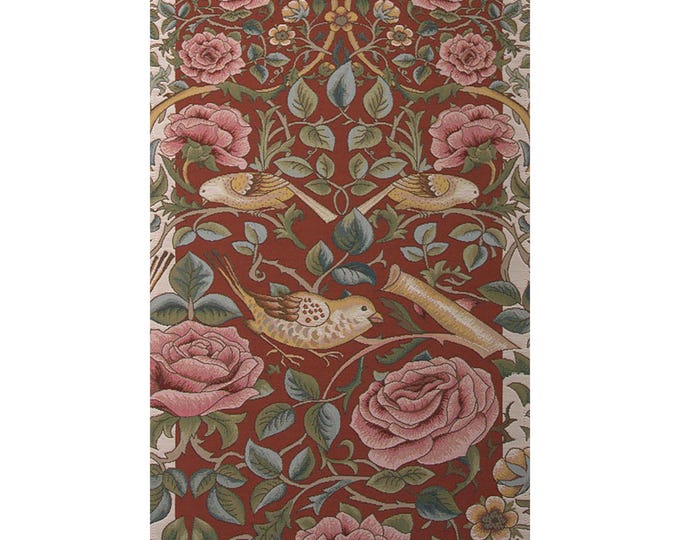 Roses and Birds II Red Table Runner