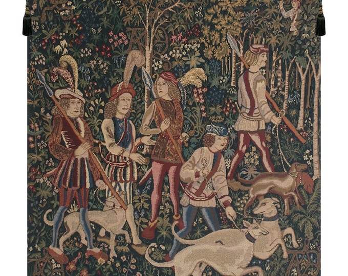 Unicorn Hunt Tapestry: Belgian Woven Medieval Wall Hanging