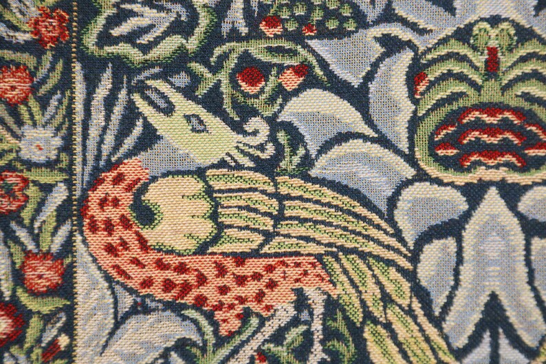 William Morris Tapestry Pillow Cover: Peacock and Dragon Woven Cushion (16x16) image 3