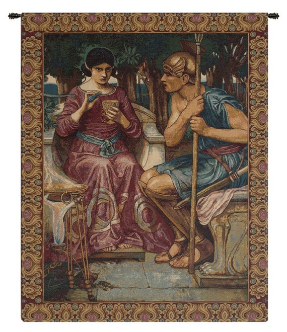 Giason & Medea Italian Woven Wall Tapestry - Romantic Couple Art for Living Room Decor