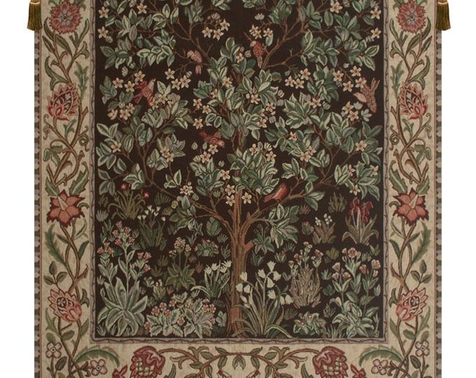 William Morris Tree of Life Tapestry Vintage Botanical Wall Hanging Medieval Floral Decor