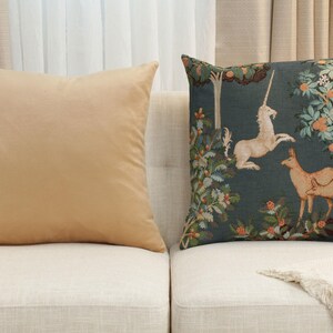 Enchanting Unicorn Forest Tapestry Cushion Cover - French Woven Decorative Pillow Case 19x19 inch image 7