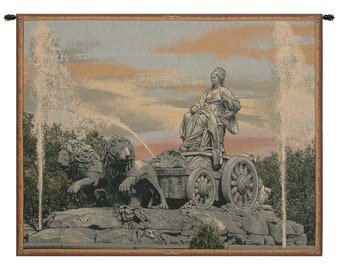 European Wall Decor Cibele Madrid Fountain Wall Tapestry, Woven Wall Hangings Tapestry Gift For Her/Him, Italian Jacquard Modern Wall Art