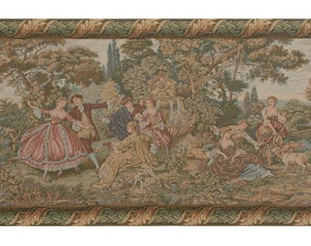Scenes Galantes European Wall Tapestry - Jacquard Wall Decor Art - Woven Italian Wall Tapestry - Classical Decorative Wall Hanging