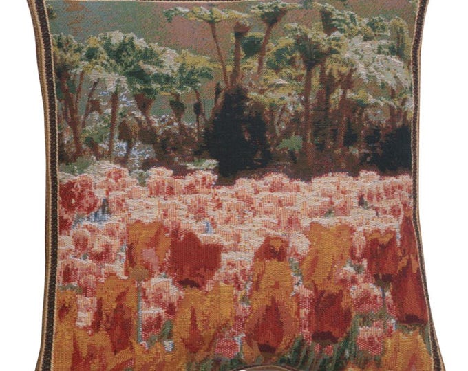 Keukenhof Gardens Tapestry Cushion Cover 16x16 inch – Belgian Floral Pillow Cover – Decorative Tulip Throw Pillows Case