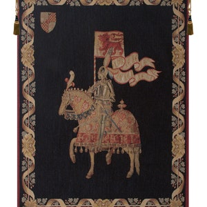Medieval Knight Tapestry - European Chivalry Wall Hanging, French Jacquard Woven Art Decor