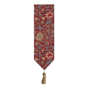 William Morris Floral Tapisserie Bell Pull - Roter Jacquard Wandbehang Kunst Dekor Vintage Woven