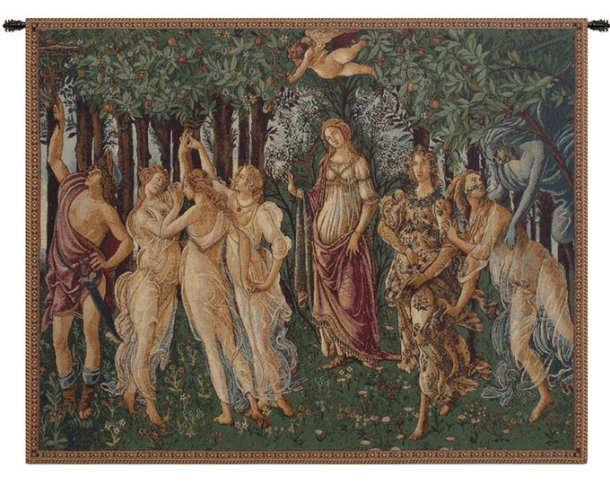 Sandro Botticelli's La Primavera Jacquard Wall Tapestry - Italian Renaissance Art Woven Decor