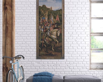 Knights of Christ Tapestry: Belgian Woven Medieval Wall Decor (57x24 inch)