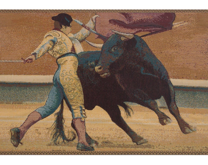 Bullfighter Tapestry: Italian Jacquard Woven Wall Art (12x9 inch)