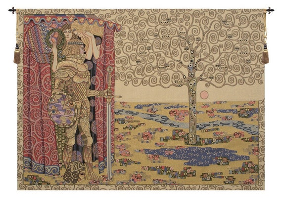 Gustav Klimt 'Knight with Tree of Life' Jacquard Wall Tapestry