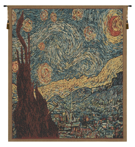 Van Gogh Starry Night Tapestry: Woven European Wall Hanging