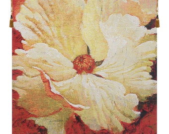 Fragrance European Wall Tapestry - Yellow Flower Wall Décor Art - Jacquard Floral Wall Art - Simon Bull Decorative Gobelin Wall Hanging