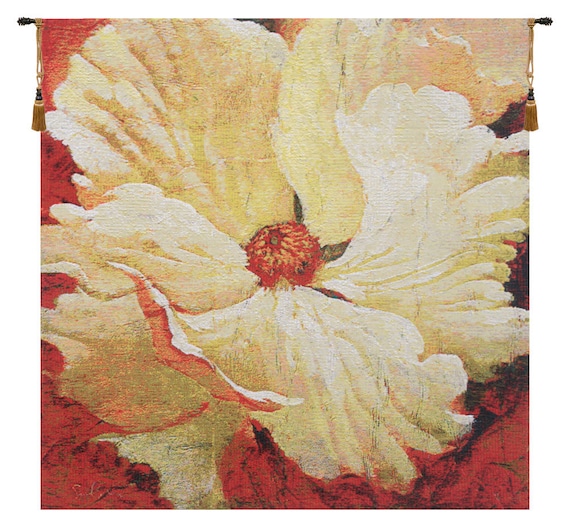 Simon Bull Floral Tapestry: Fragrance Yellow Flower Woven Wall Art