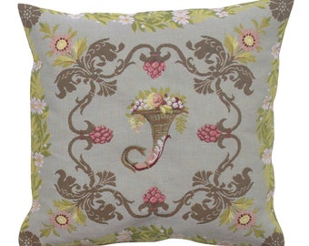 Josephine Tapestry Cushion Cover - Floral Art Decorative Sofa Cushion Cover - 19x19 In Woven Gobelin Throw Pillow Cover for Couch