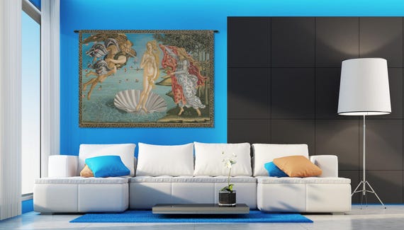 Birth of Venus II European Woven Art Tapestry - Classic Renaissance Botticelli Wall Decor