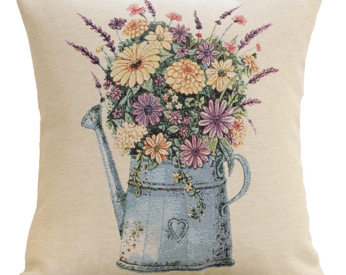 Vintage Floral Tapestry Pillow Cover: Elegant Jacquard Woven Cushion (18x18 inch)