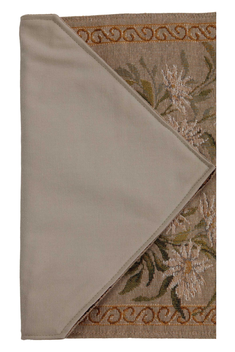 Aubusson Floral Table Runner: French Jacquard Woven Wool (71x14 inch image 7