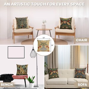 William Morris Rose Throw Pillow Cover Floral Vintage Tapestry Cushion Couch Decor 18x18 image 10