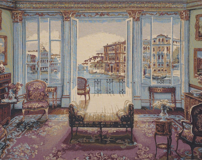 Interno Veneziano European Jacquard Woven Italian Wall Tapestry - Elegant Home Decor Art Hanging