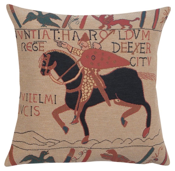 Woven Tapestry, Bayeux Horse Cushion Covers, 18x18, Belgian Sofa Throw Pillows for Couch, Gobelin Decorative Pillows, Soft pillow covers