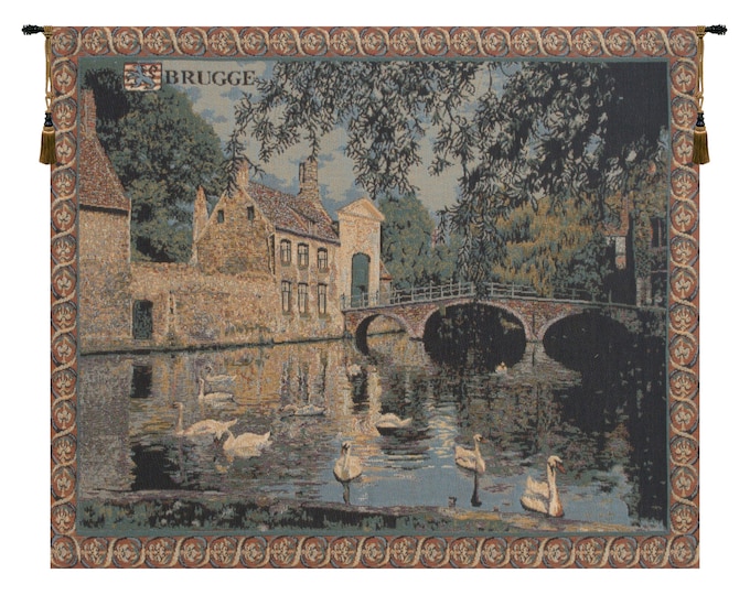 Brugge I European Wall Tapestry - Landscape Decorative Wall Hanging - Woven Belgian Wall Tapestry - Unique Jacquard Wall Decor Art