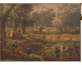 Chase Napolean European Wall Tapestry - Animals Medieval Wall Art - Woven Jacquard Wall Tapestry - Forest Hunting Scene French Wall Hanging