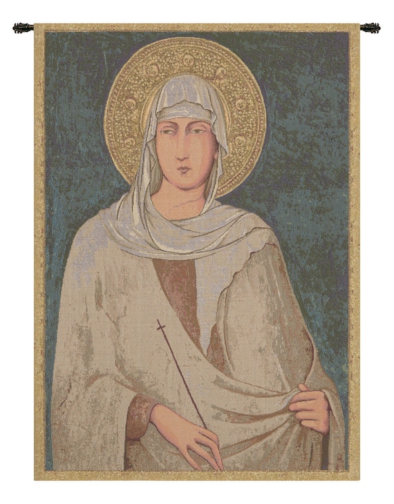St. Clare Italian Tapestry: Religious Woven Wall Art (19x13 inch)