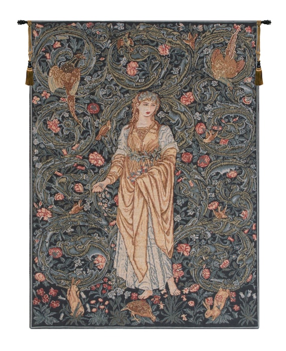 Flora Tapestry: Woven Cotton Medieval Wall Decor Art