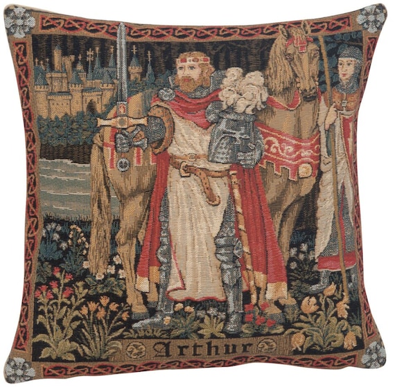 King Arthur Tapestry Cushion Cover: Medieval Renaissance Throw Pillow