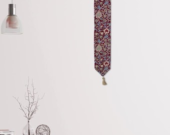 Fleurs de Morris (Red) I Tapestry Bell Pull – William Morris Jacquard Wall Hanging – Elegant Floral Home Decor