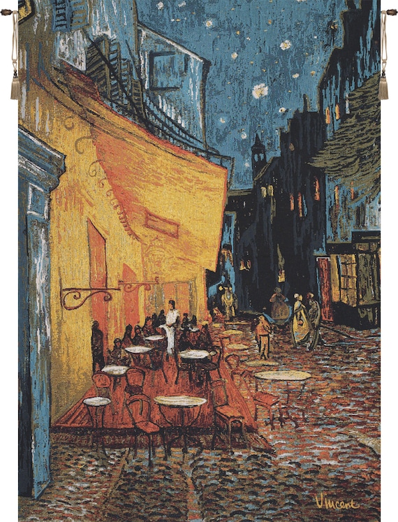 Cafe Terrace at Night by Van Gogh Belgian Bohemian Wall Tapestry