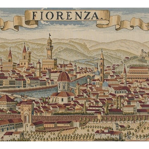 Florenz Alte Karte Europäischer Wandteppich - Stadtplan Jacquard Wanddeko Kunst - Gewebter Italienischer Wandteppich - Einzigartiger Wandbehang