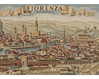 Florence Ancient Map European Wall Tapestry - City Map Jacquard Wall Decor Art - Woven Italian Wall Tapestry - Unique Wall Hanging