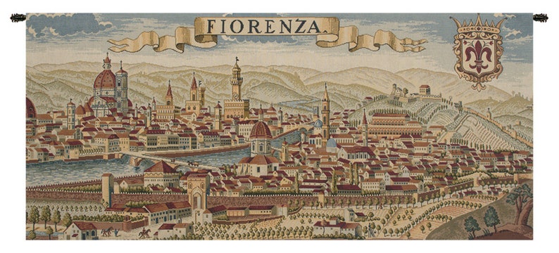 Florence Ancient Map European Wall Tapestry - City Map Jacquard Wall Decor Art - Woven Italian Wall Tapestry - Unique Wall Hanging