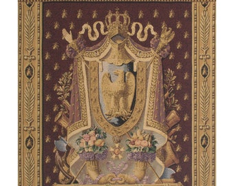 Napolean Burgundy European Wall Tapestry - Woven Jacquard Wall Art - Fine Art Decorative Tapestry - Red Background Tapestry Wall Décor
