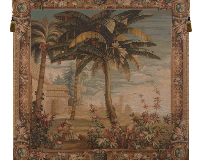 Paysage Exotique Landscape European Wall Tapestry - Floral/Trees Decorative Wall Hanging - Woven Jacquard Wall Art - Landscape Wall Tapestry