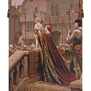 Tapiz del Principito: Pintura de Edmund Blair Leighton, arte mural medieval en jacquard