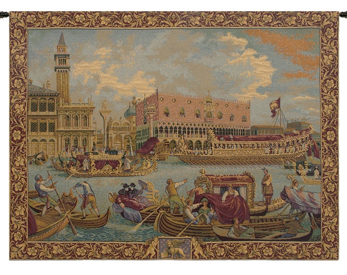 Bucintoro Tapestry: Italian Coastal Woven Wall Hanging (24x35 inch)