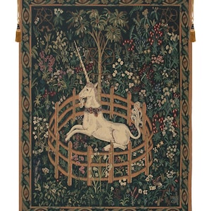 Unicorn in Captivity Tapestry La Chasse à la Licorne Medieval Wall Hanging Art Decor